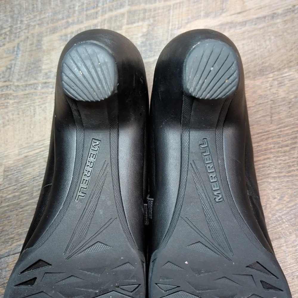 Merrell Evera Draft Black Leather Mary Jane Heel Comfort Shoes Women's Size 11